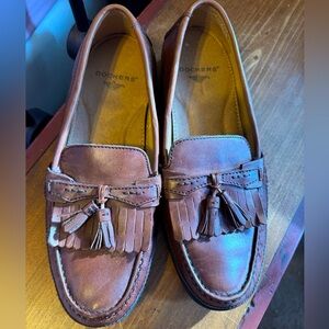 Dockers Men's Sinclair Antique Brown Loafers with Tassels Size 10.5 Rubber Soles